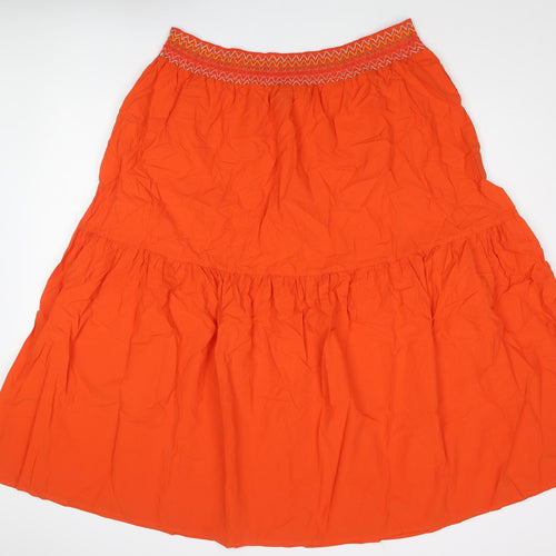Marks and Spencer Womens Orange Cotton A-Line Skirt Size 22