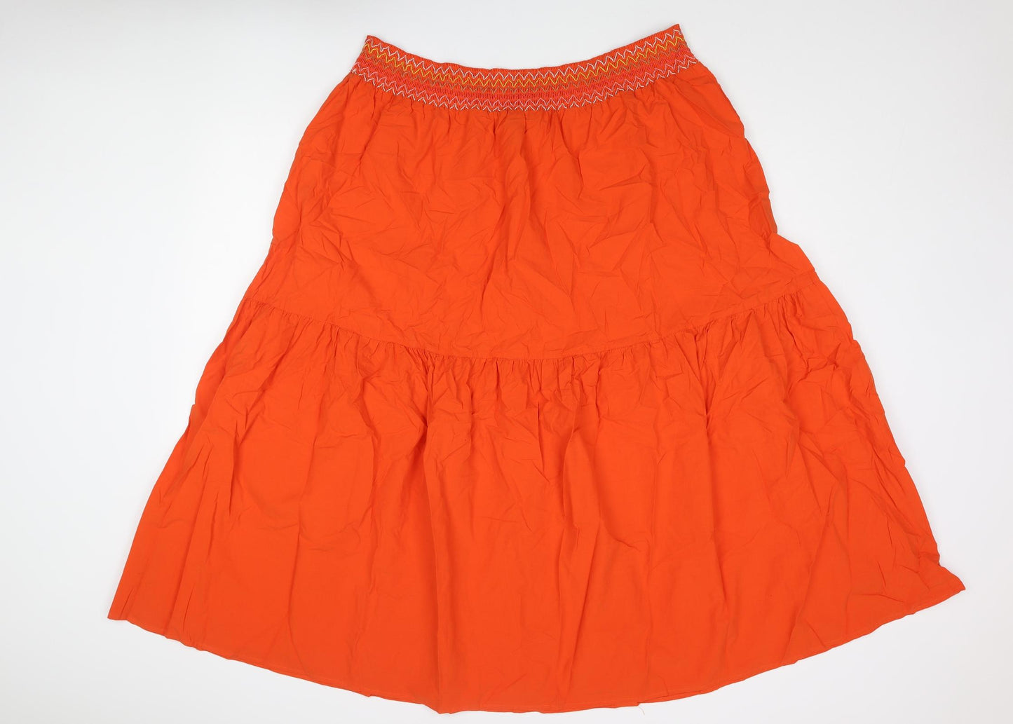 Marks and Spencer Womens Orange Cotton A-Line Skirt Size 22