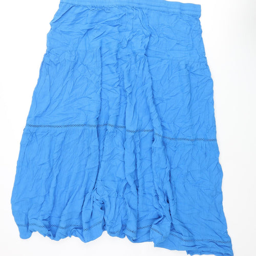 Marks and Spencer Womens Blue Viscose Flare Skirt Size 22 Drawstring