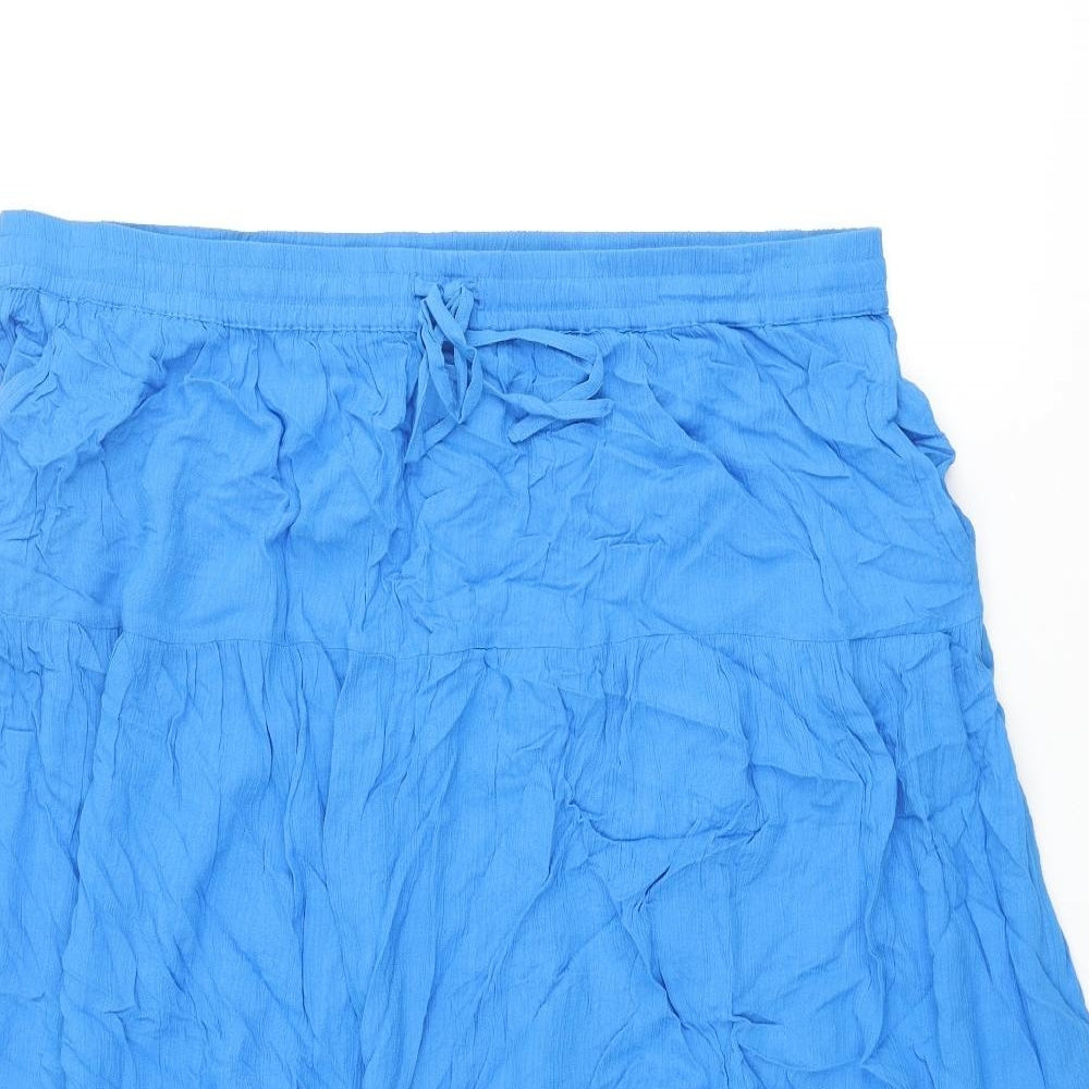 Marks and Spencer Womens Blue Viscose Flare Skirt Size 22 Drawstring