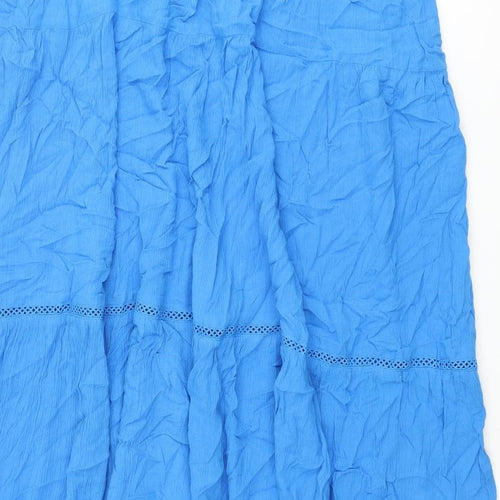 Marks and Spencer Womens Blue Viscose Flare Skirt Size 22 Drawstring