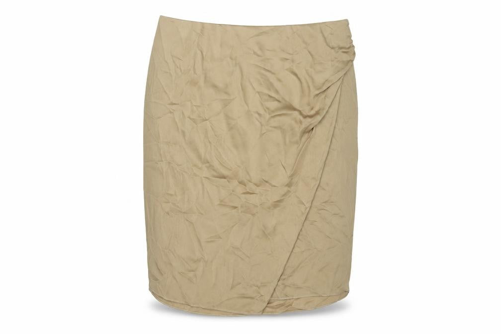 Marks and Spencer Womens Brown Polyester Straight & Pencil Skirt Size 22 Zip - Rouched Wrap Style
