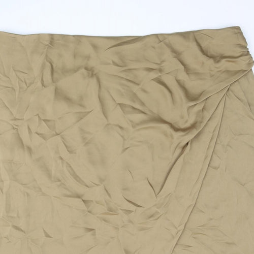 Marks and Spencer Womens Brown Polyester Straight & Pencil Skirt Size 22 Zip - Rouched Wrap Style