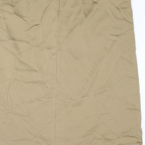 Marks and Spencer Womens Brown Polyester Straight & Pencil Skirt Size 22 Zip - Rouched Wrap Style