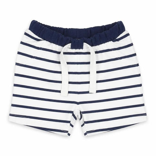 Marks and Spencer Boys White Striped Cotton Cropped Trousers Size 0-3 Months Drawstring
