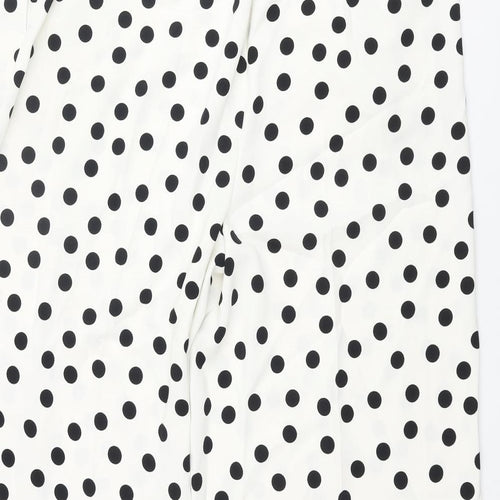 Marks and Spencer Womens Ivory Polka Dot Polyester Cropped Trousers Size 16 L26 in Regular Drawstring