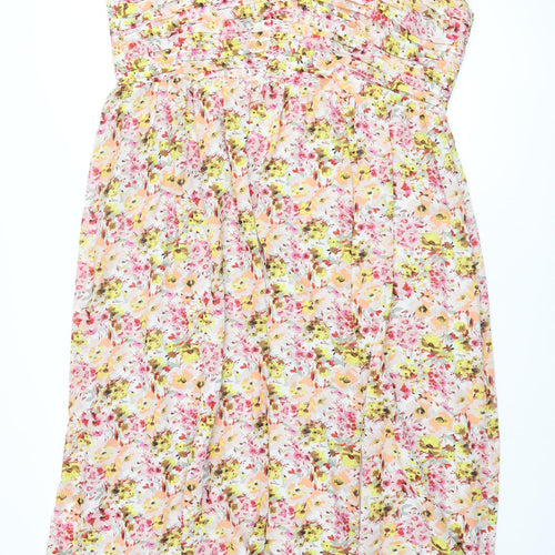 Marks and Spencer Womens Multicoloured Floral Polyester Maxi Size 22 Halter Zip - Pleated Bodice