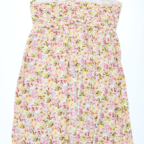 Marks and Spencer Womens Multicoloured Floral Polyester Maxi Size 22 Halter Zip - Pleated Bodice