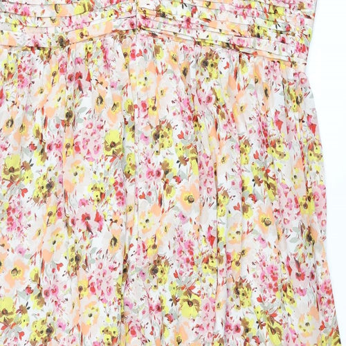 Marks and Spencer Womens Multicoloured Floral Polyester Maxi Size 22 Halter Zip - Pleated Bodice