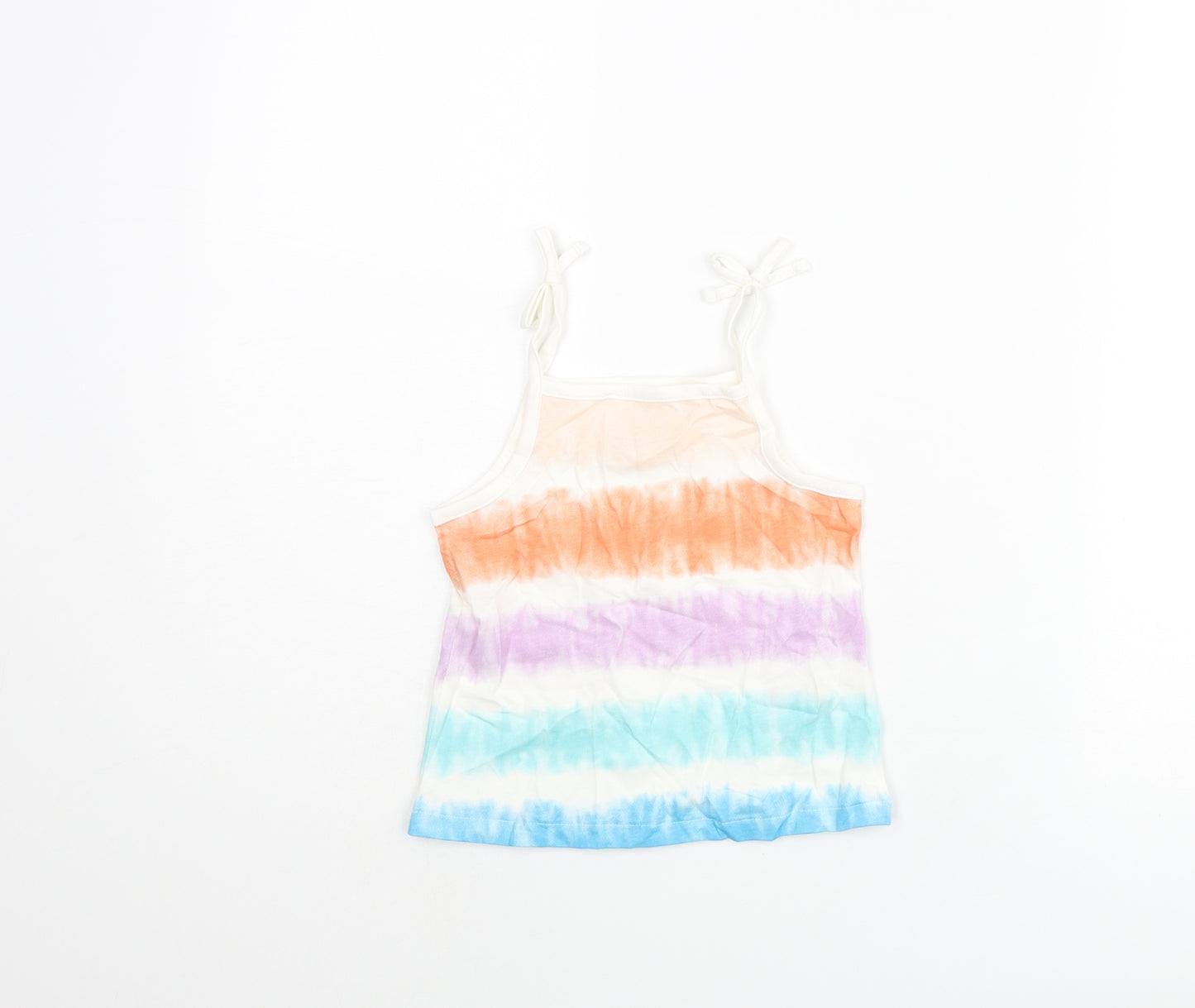 Marks and Spencer Girls Multicoloured Geometric Cotton Basic Tank Size 2-3 Years Square Neck Pullover - Tie Dye