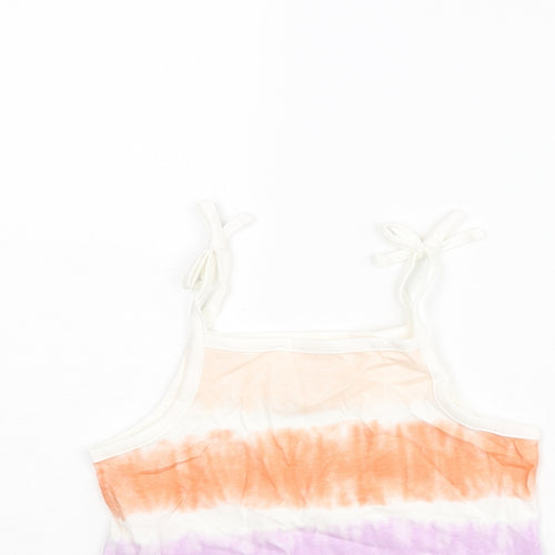 Marks and Spencer Girls Multicoloured Geometric Cotton Basic Tank Size 2-3 Years Square Neck Pullover - Tie Dye