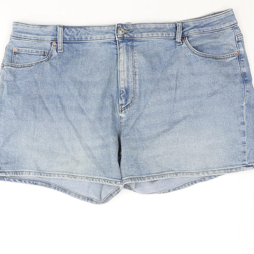 Marks and Spencer Womens Blue Cotton Basic Shorts Size 24 L4 in Regular Zip