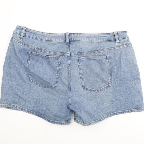 Marks and Spencer Womens Blue Cotton Basic Shorts Size 24 L4 in Regular Zip