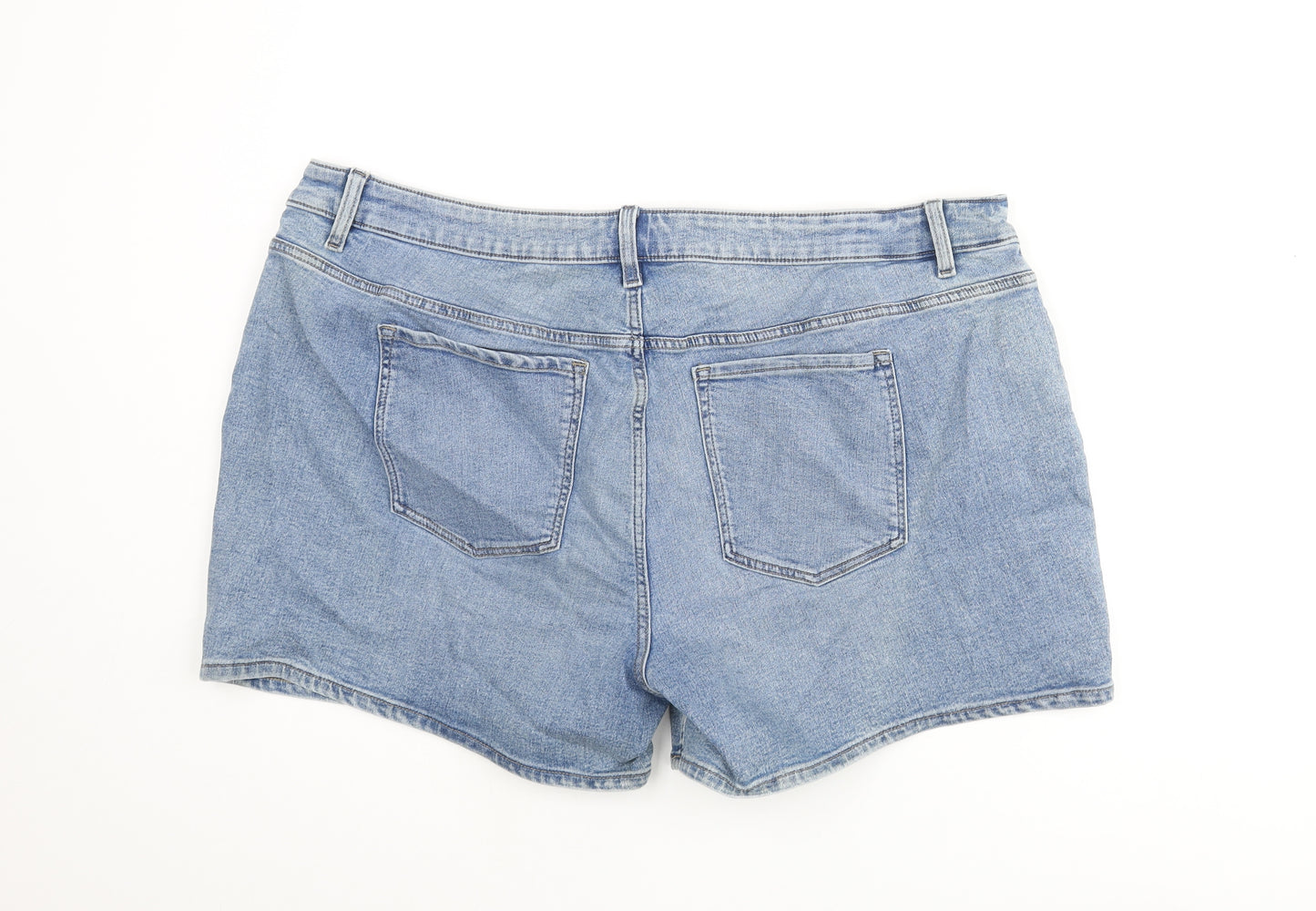 Marks and Spencer Womens Blue Cotton Basic Shorts Size 24 L4 in Regular Zip