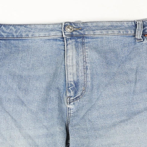 Marks and Spencer Womens Blue Cotton Basic Shorts Size 24 L4 in Regular Zip