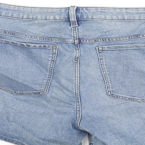 Marks and Spencer Womens Blue Cotton Basic Shorts Size 24 L4 in Regular Zip