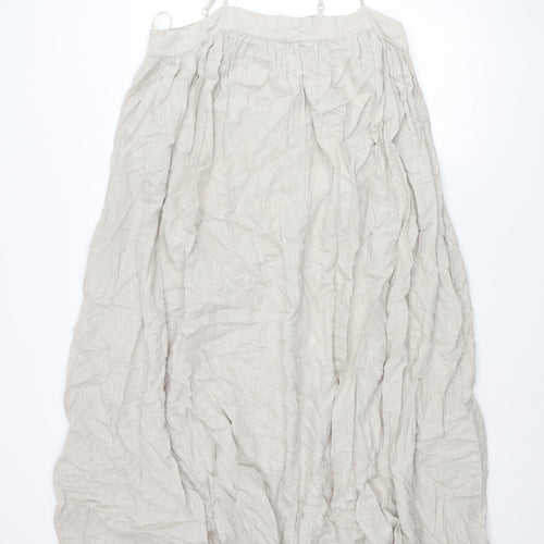 Marks and Spencer Womens Beige Linen A-Line Size 14 Square Neck Pullover