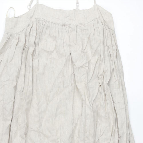 Marks and Spencer Womens Beige Linen A-Line Size 14 Square Neck Pullover