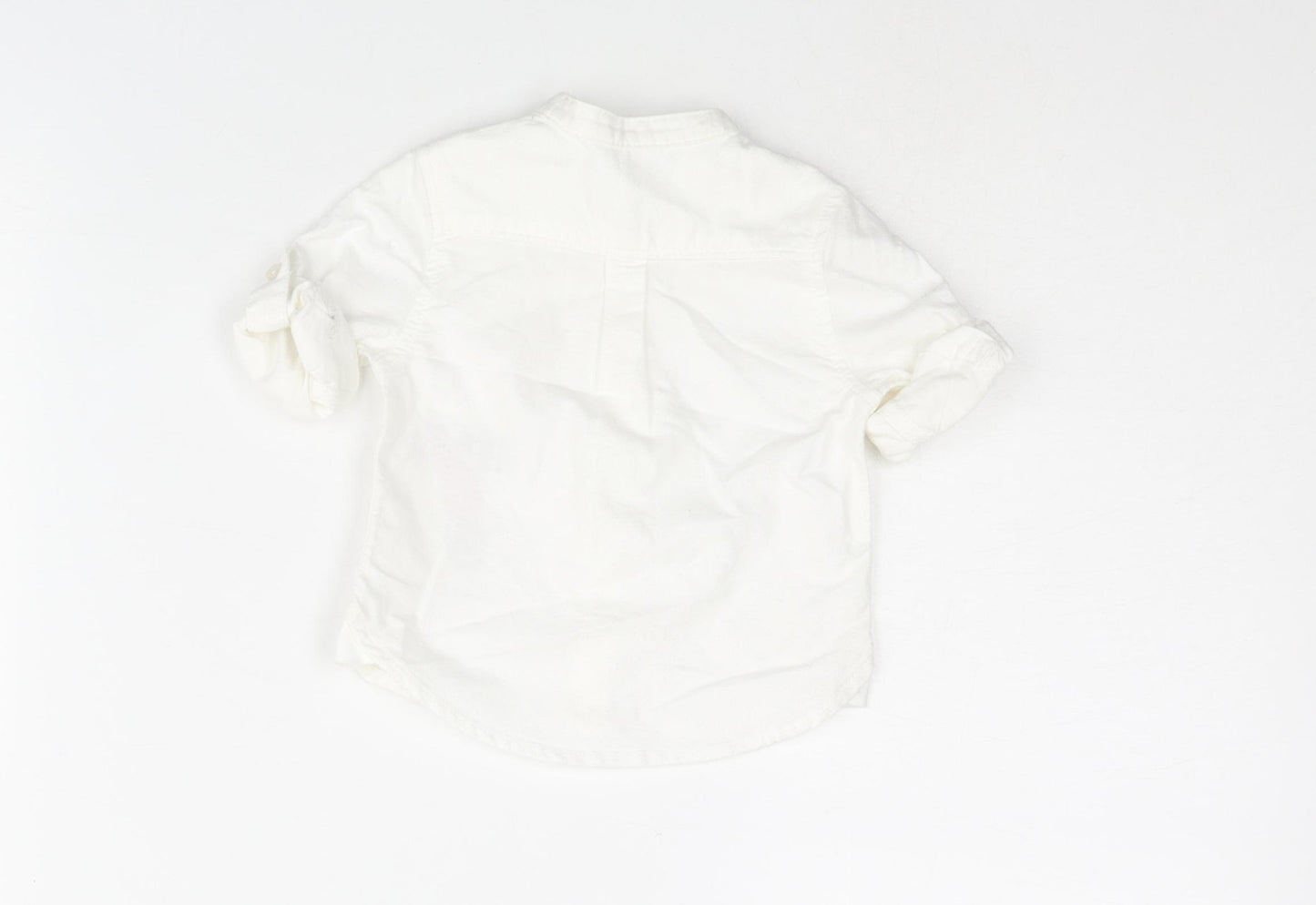 Marks and Spencer Boys White Cotton Basic Button-Up Size 0-3 Months Round Neck Button