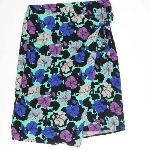 Marks and Spencer Womens Multicoloured Fair Isle Cupro Wrap Skirt Size 20 Zip