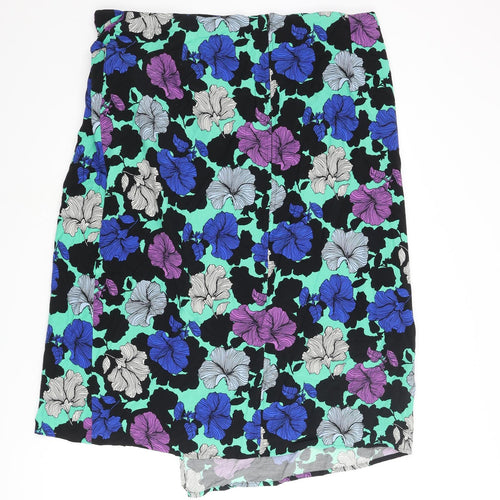 Marks and Spencer Womens Multicoloured Fair Isle Cupro Wrap Skirt Size 20 Zip