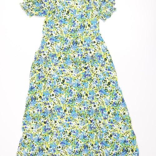 Marks and Spencer Womens Multicoloured Floral Viscose A-Line Size 12 Round Neck Zip