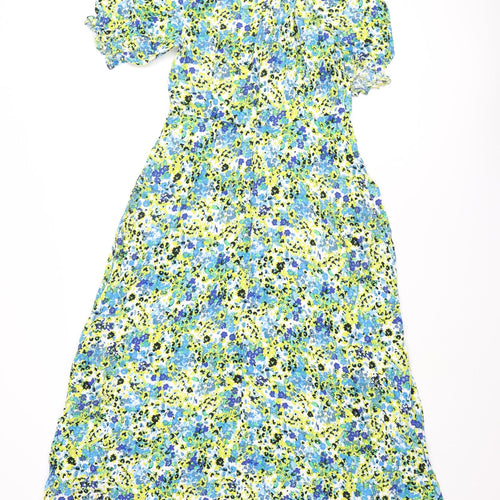 Marks and Spencer Womens Multicoloured Floral Viscose A-Line Size 12 Round Neck Zip