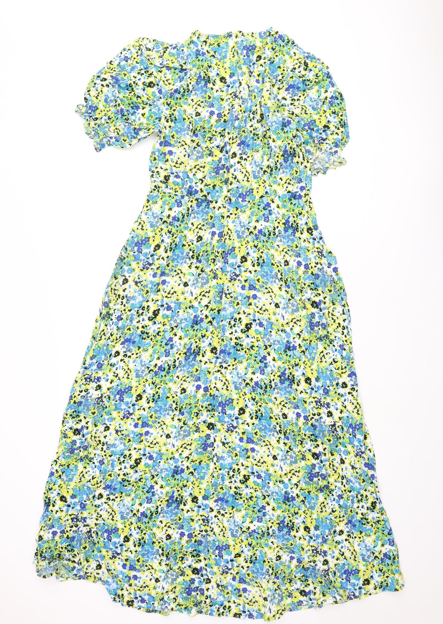 Marks and Spencer Womens Multicoloured Floral Viscose A-Line Size 12 Round Neck Zip