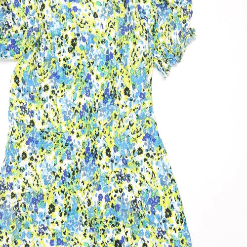 Marks and Spencer Womens Multicoloured Floral Viscose A-Line Size 12 Round Neck Zip