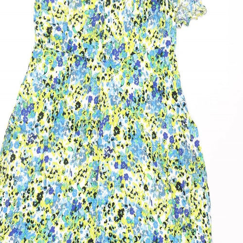 Marks and Spencer Womens Multicoloured Floral Viscose A-Line Size 12 Round Neck Zip