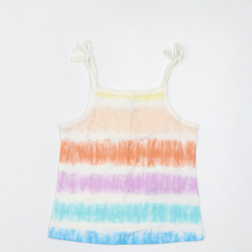Marks and Spencer Girls Multicoloured Geometric Cotton Basic Tank Size 3-4 Years Square Neck Pullover