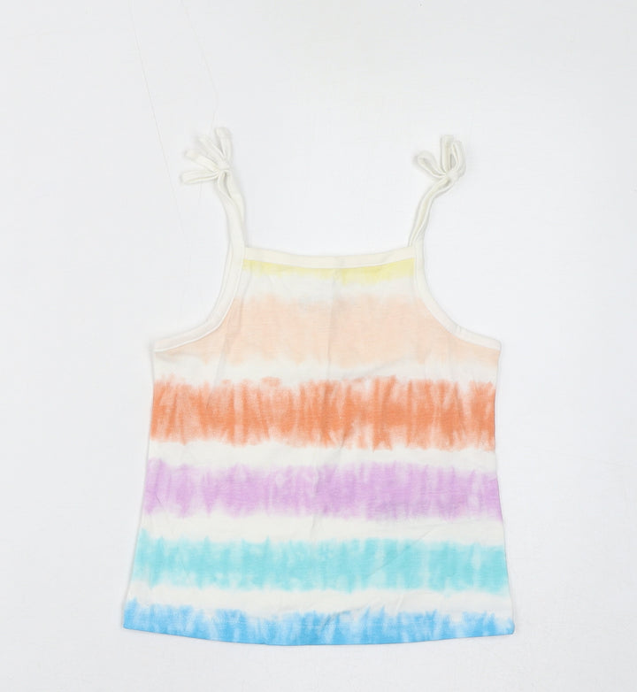 Marks and Spencer Girls Multicoloured Geometric Cotton Basic Tank Size 3-4 Years Square Neck Pullover