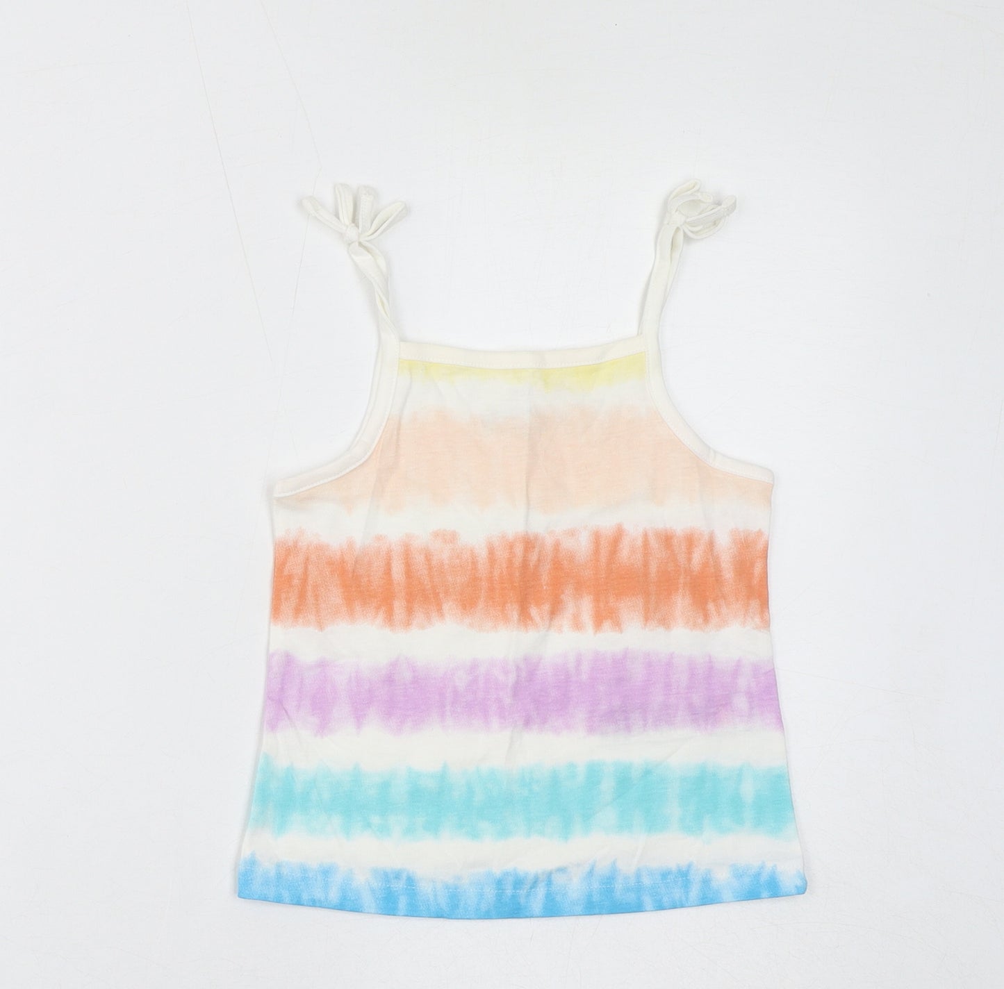 Marks and Spencer Girls Multicoloured Geometric Cotton Basic Tank Size 3-4 Years Square Neck Pullover