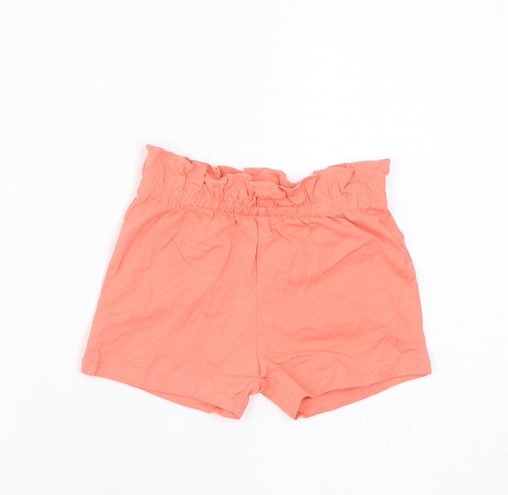 Marks and Spencer Baby Pink Cotton Cropped Trousers Size 6-9 Months Pullover - Shorts