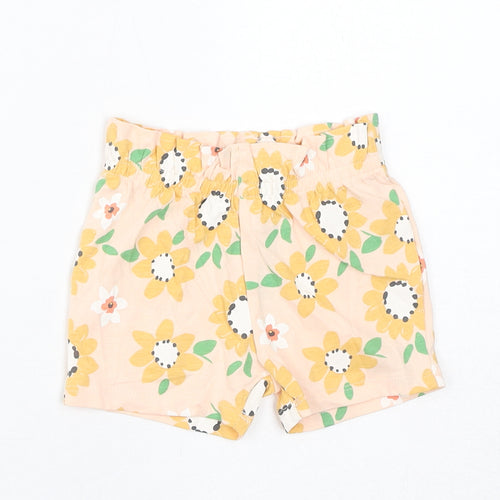 Marks and Spencer Baby Pink Floral Cotton Cropped Trousers Size 6-9 Months Pullover