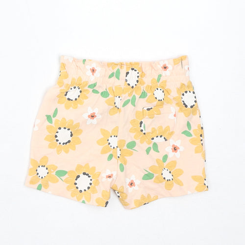 Marks and Spencer Baby Pink Floral Cotton Cropped Trousers Size 6-9 Months Pullover