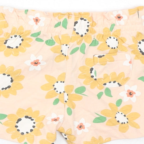 Marks and Spencer Baby Pink Floral Cotton Cropped Trousers Size 6-9 Months Pullover