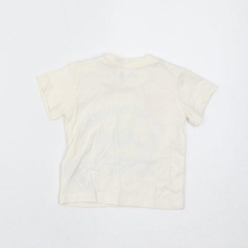 Marks and Spencer Baby White Cotton Basic T-Shirt Size 0-3 Months Round Neck Button - Good Things Are Coming