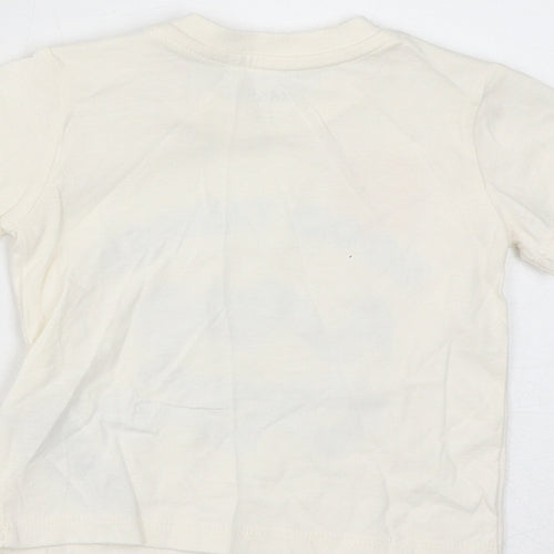 Marks and Spencer Baby White Cotton Basic T-Shirt Size 0-3 Months Round Neck Button - Good Things Are Coming