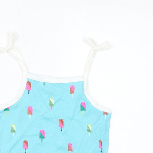 Marks and Spencer Girls Blue Cotton Basic Tank Size 4-5 Years Square Neck Pullover - Ice Lolly