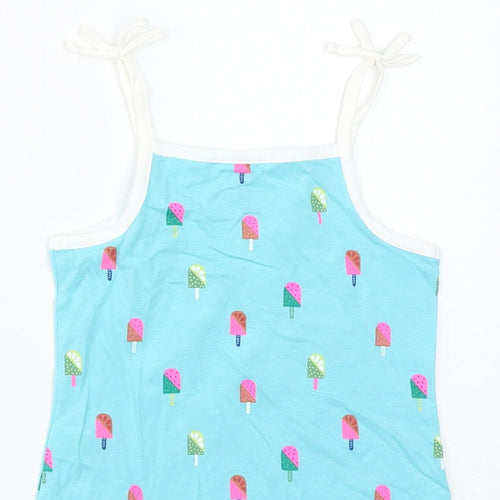 Marks and Spencer Girls Blue Cotton Basic Tank Size 4-5 Years Square Neck Pullover - Ice Lolly