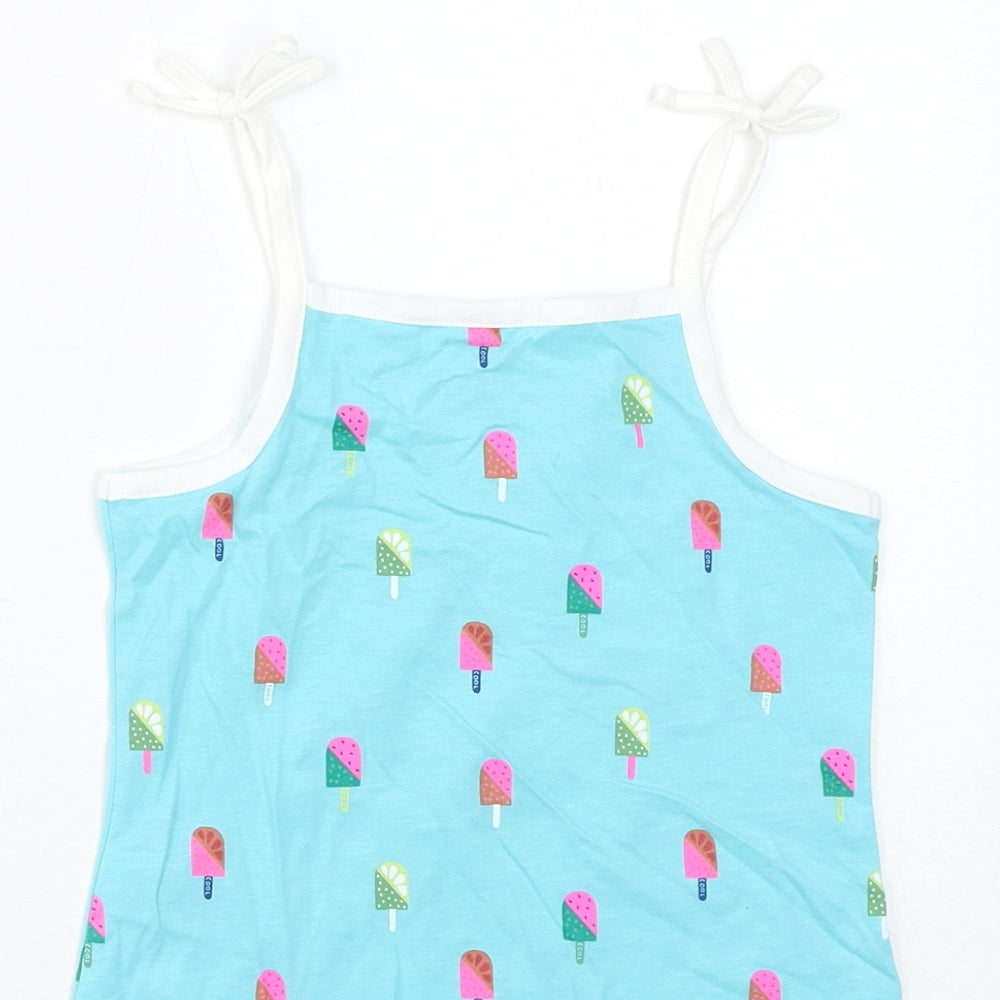 Marks and Spencer Girls Blue Cotton Basic Tank Size 4-5 Years Square Neck Pullover - Ice Lolly