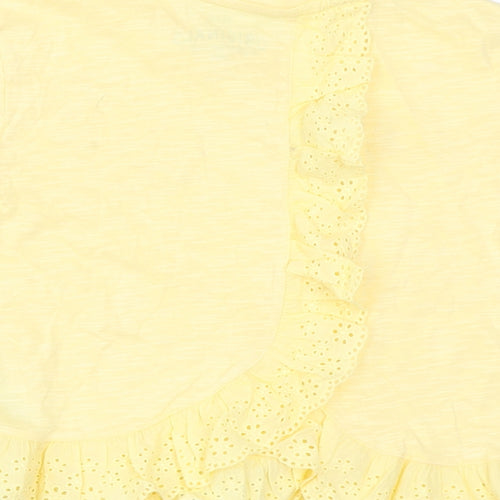 Marks and Spencer Girls Yellow Cotton Basic T-Shirt Size 4-5 Years Round Neck Pullover