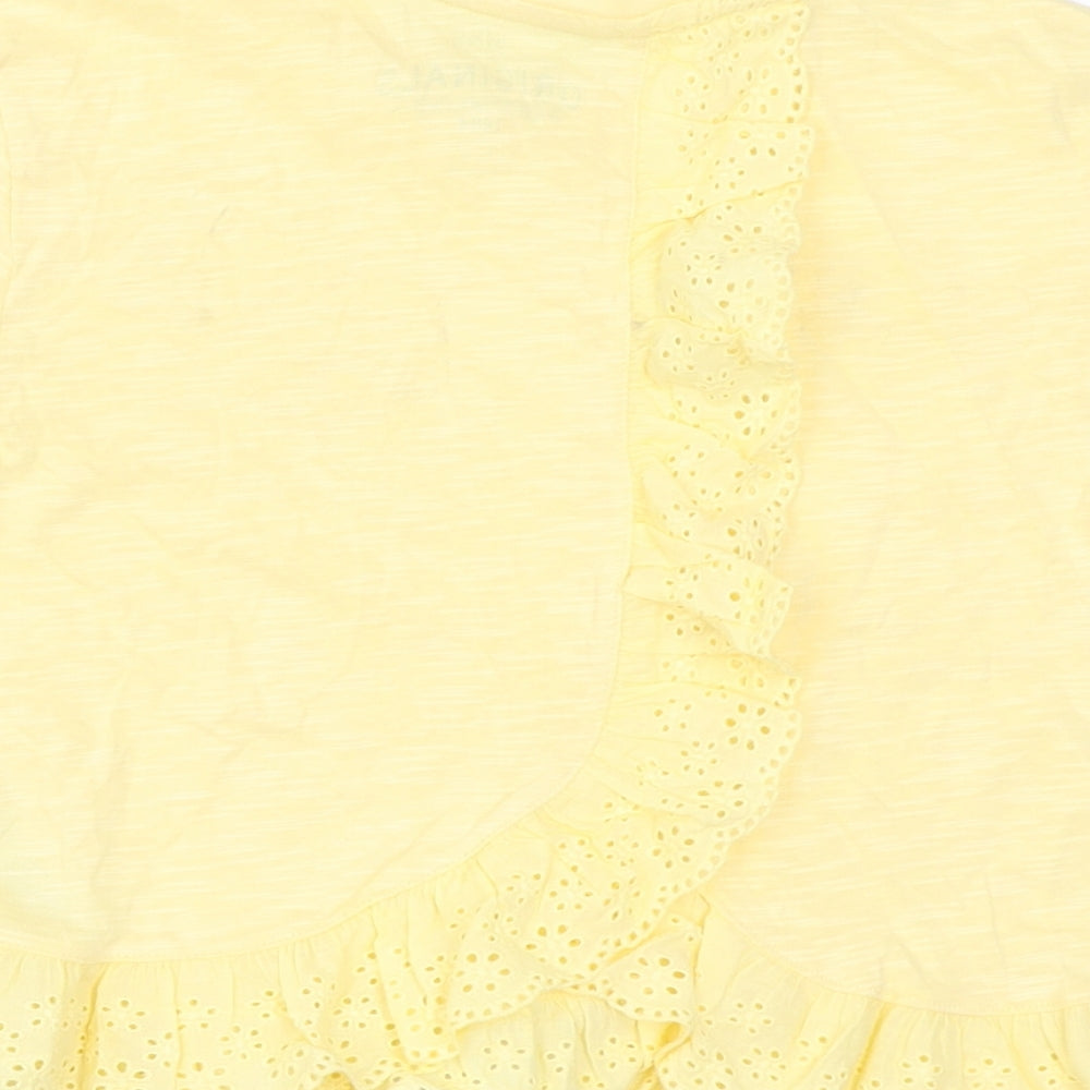 Marks and Spencer Girls Yellow Cotton Basic T-Shirt Size 4-5 Years Round Neck Pullover