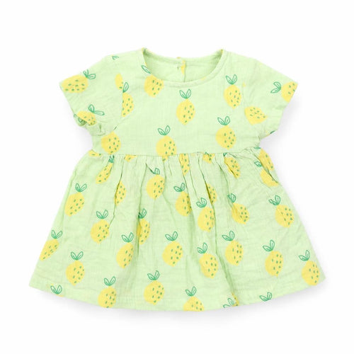 Marks and Spencer Baby Green Geometric Cotton A-Line Size 0-3 Months Round Neck Pullover - Lemons
