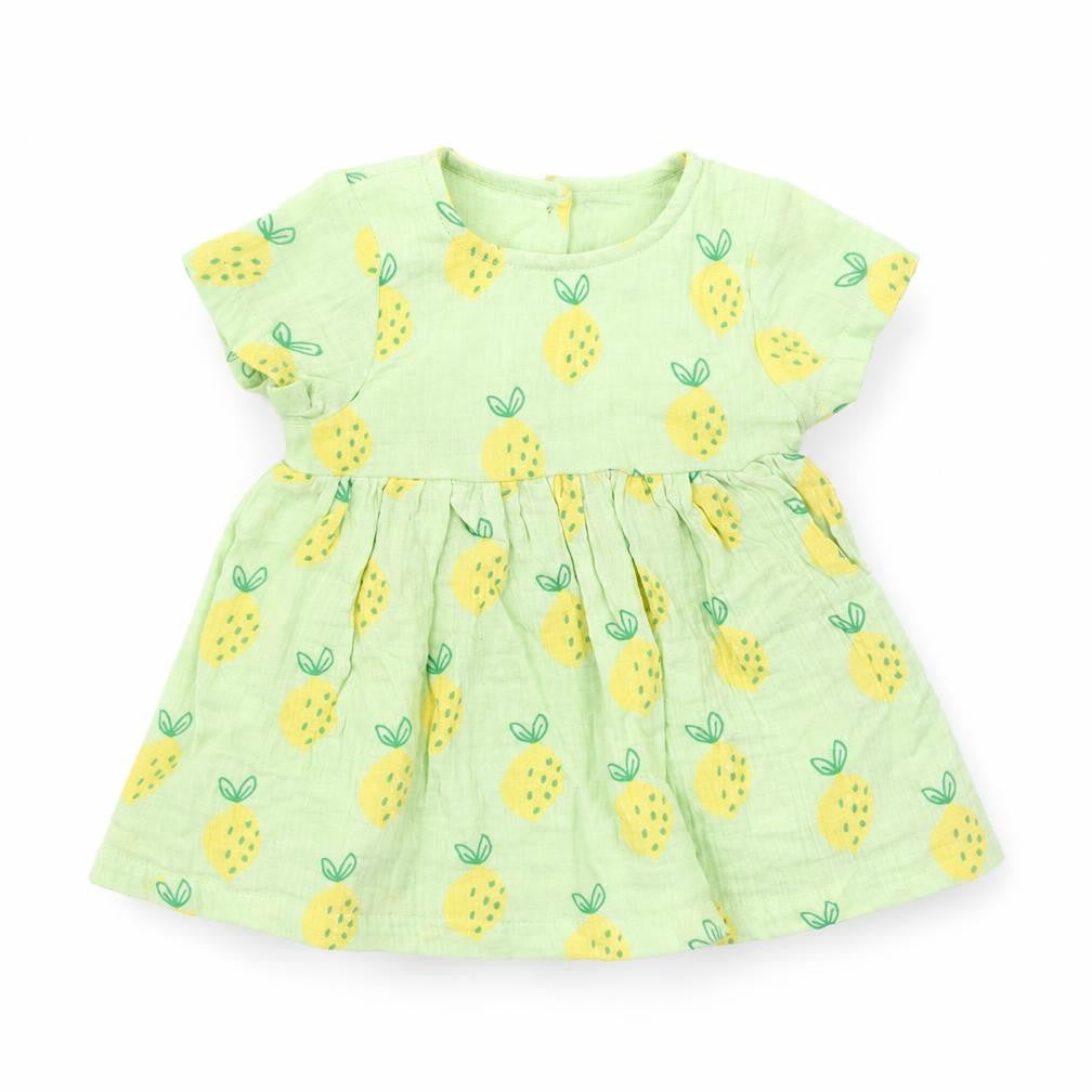 Marks and Spencer Baby Green Geometric Cotton A-Line Size 0-3 Months Round Neck Pullover - Lemons