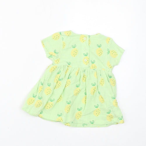 Marks and Spencer Baby Green Geometric Cotton A-Line Size 0-3 Months Round Neck Pullover - Lemons