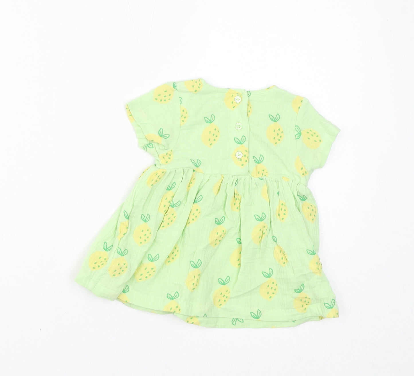 Marks and Spencer Baby Green Geometric Cotton A-Line Size 0-3 Months Round Neck Pullover - Lemons
