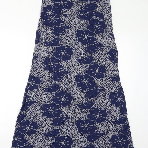 White Stuff Womens Blue Floral Viscose A-Line Size 12 Off the Shoulder Pullover