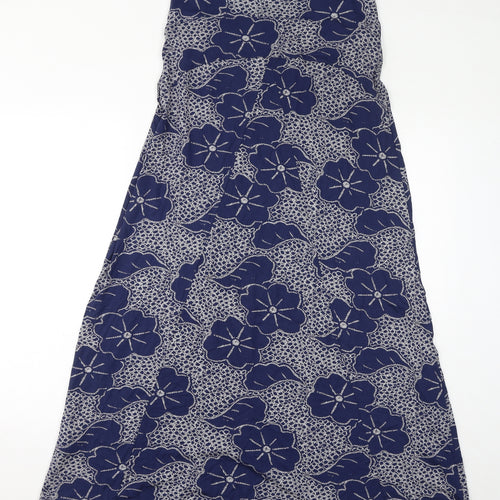 White Stuff Womens Blue Floral Viscose A-Line Size 12 Off the Shoulder Pullover